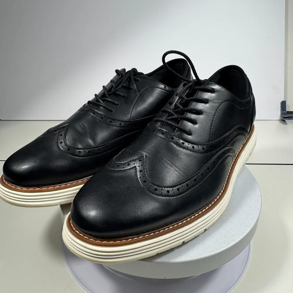 Cusolemore Men Oxford‎ Dress Shoes Black Leather Wingtip Size 13